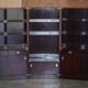 Three vintage style Military Campaign bookshelves, mahogany finish.