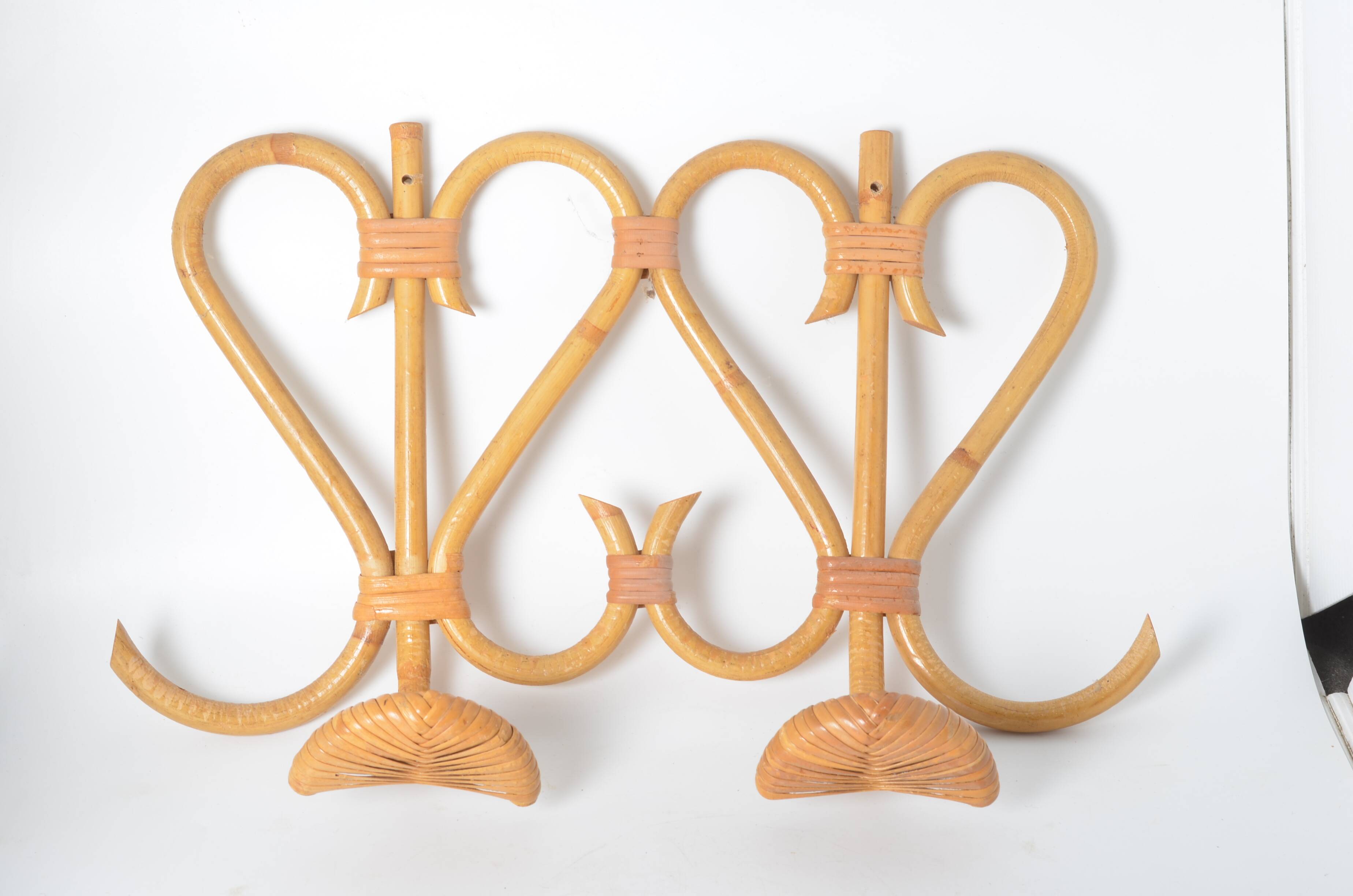 Double rattan coat rack