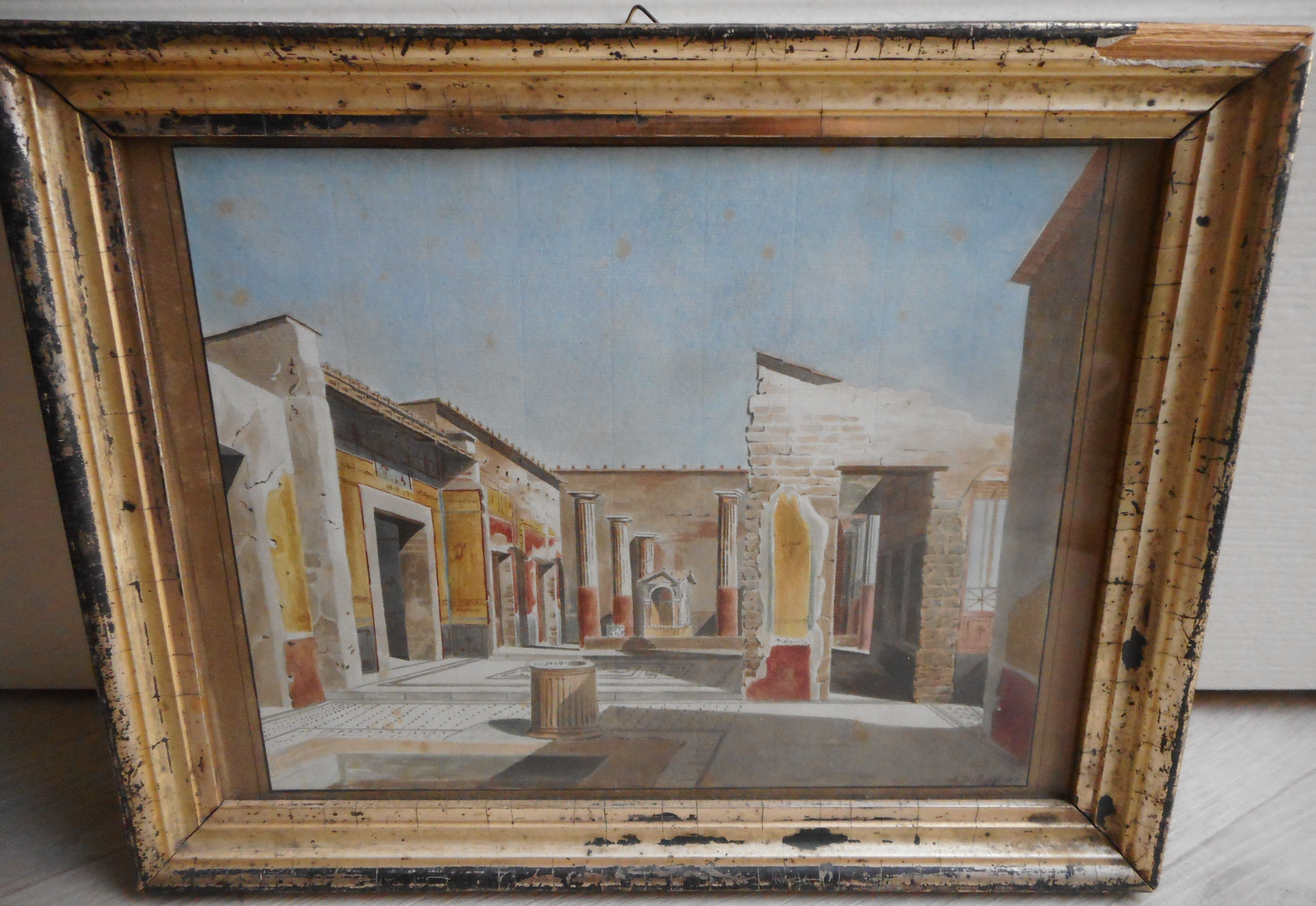 Watercolor nineteenth of the ruins of Pompeii.