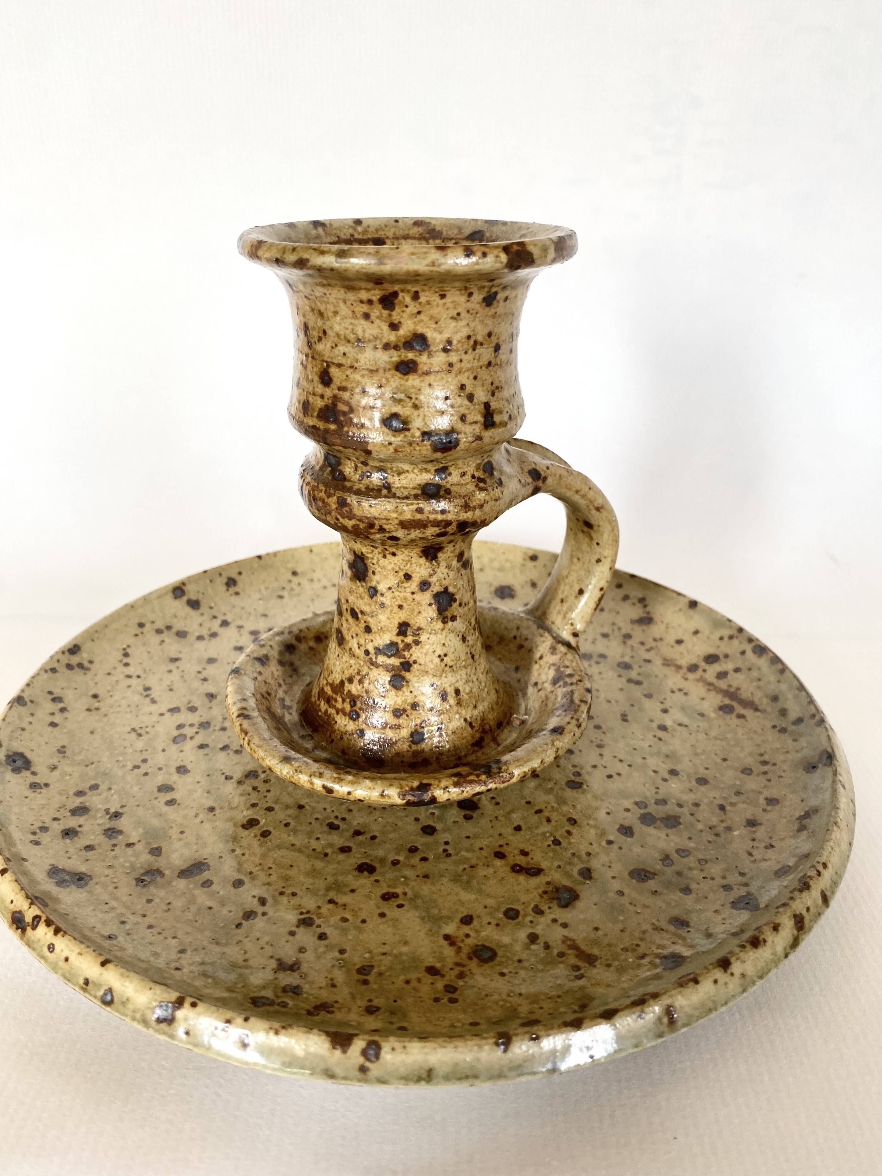 G.Tiffoche stoneware candlestick