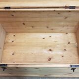 Old curved travel trunk, in pine, stripped 98x60x65