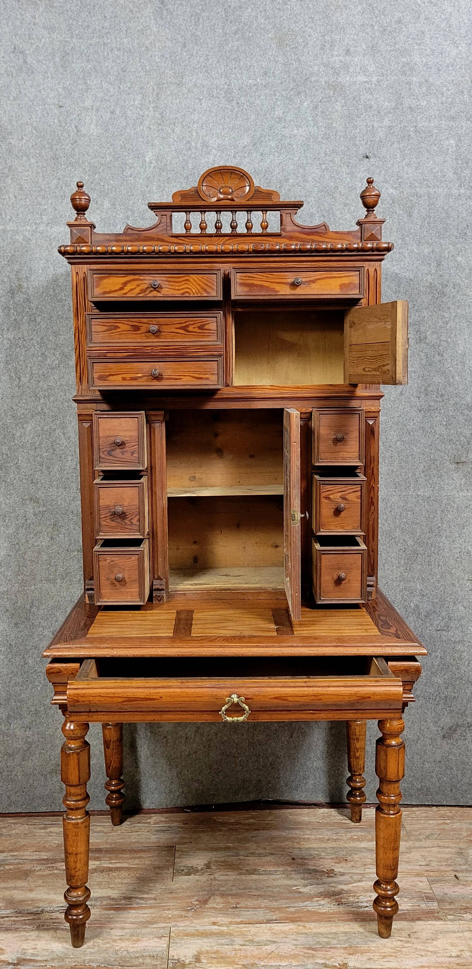 Napoleon III period tiered happiness of the day desk in pine circa 1880