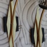 Pair of glass and metal sheaf-shaped wall lights circa 1960