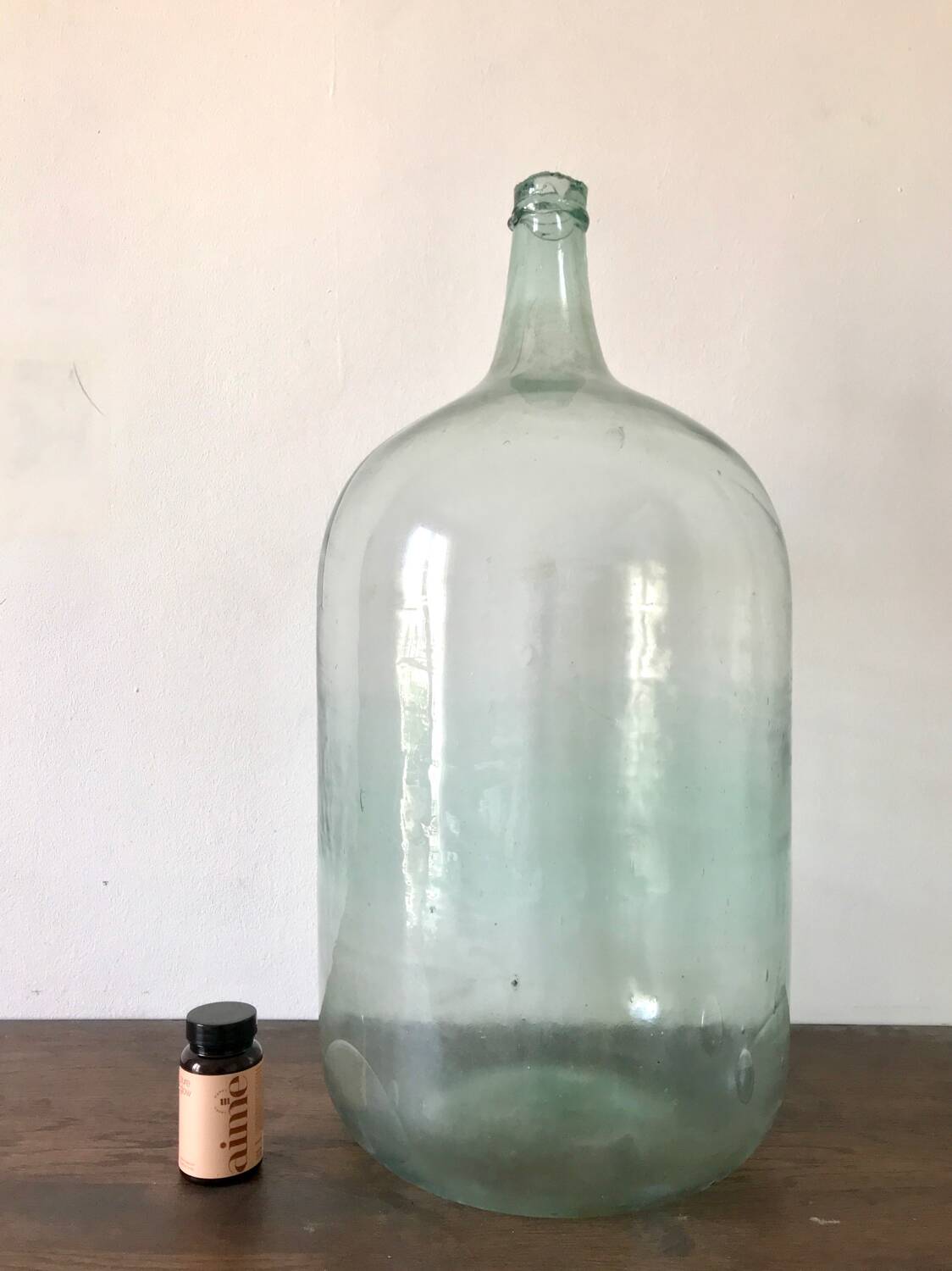 Old demijohn 25L, transparent glass carboy