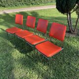 Série de 4 chaises vintage orange