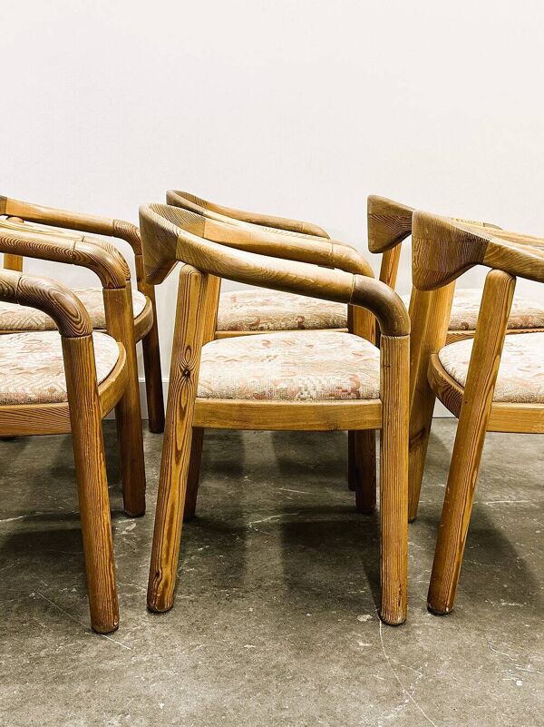 Ensemble de six chaises en pin Rainer Daumiller, années 1970
