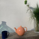 Salmon-colored ceramic teapot, Maison Pagnossin, Italy