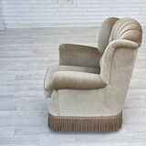 1970s, Danish armchair, original condition, furniture velour, beech wood.