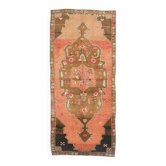 Tapis couloir vintage en laine et coton turc noué à la main orange 159x366