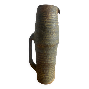 Brutalist workshop ceramic pitcher by a potter from Ostend (1960s)