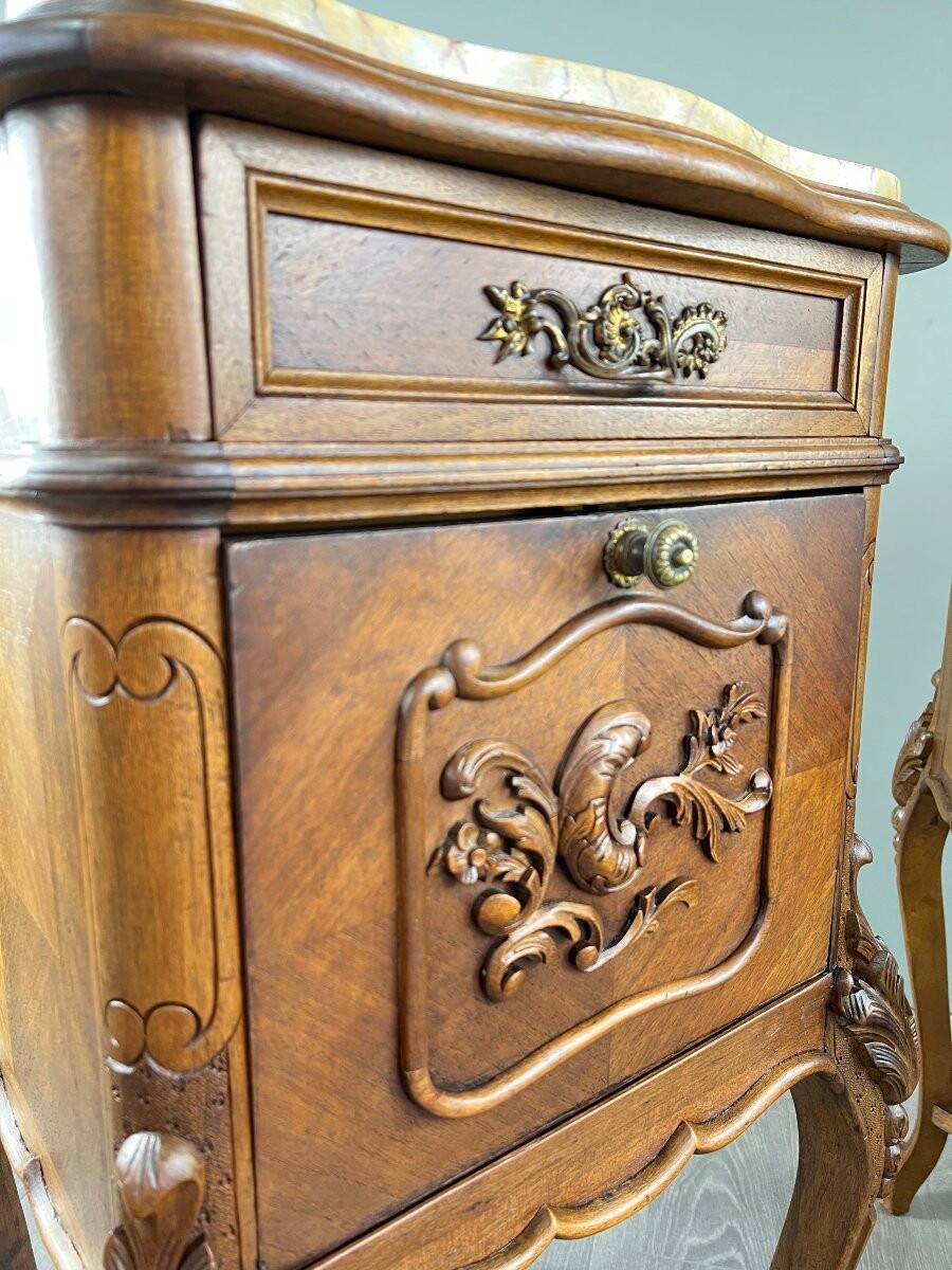 Pair of Louis XV Bedside Tables, Yellow Marble, 19th Century