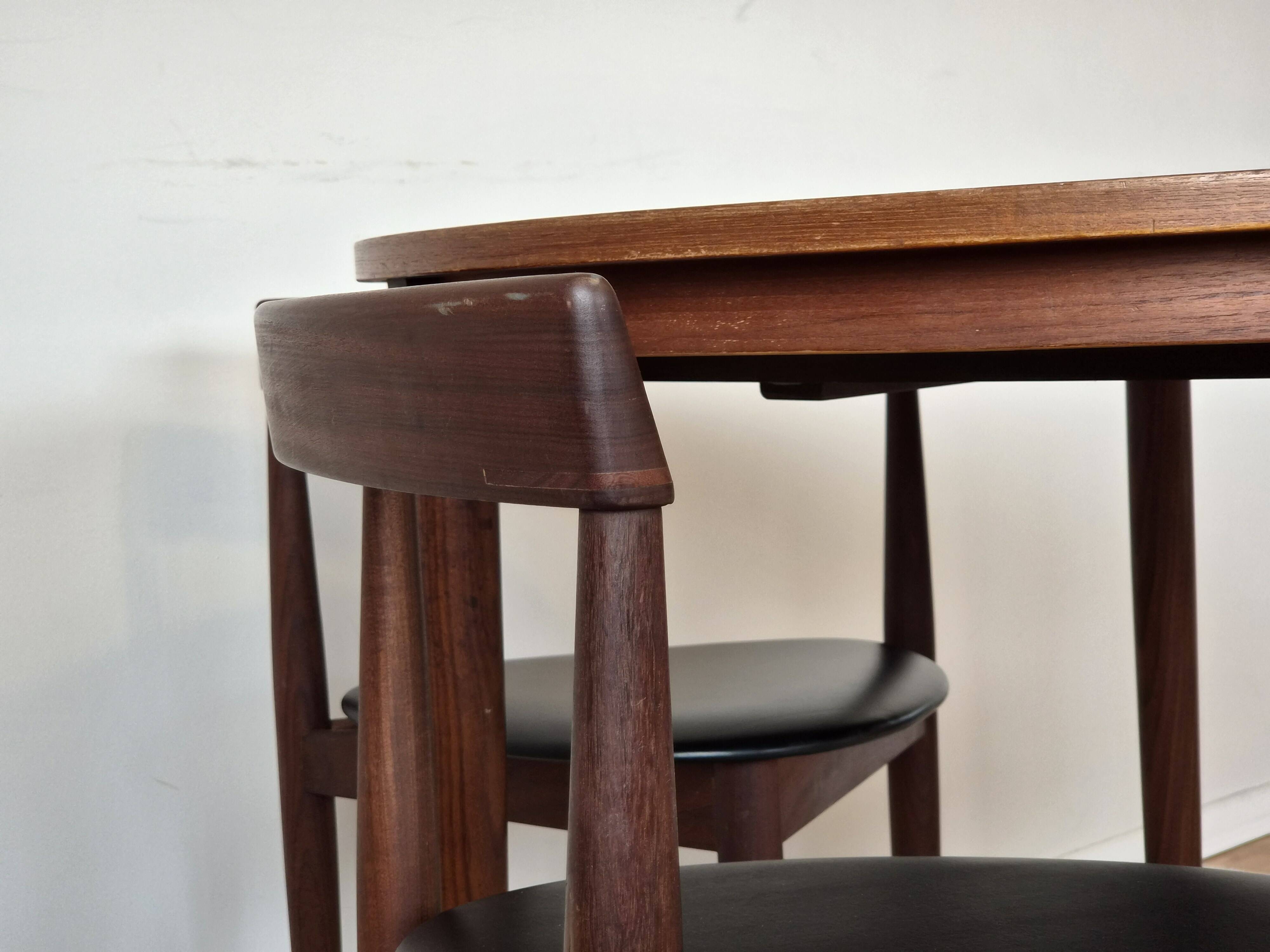 Roundette Teak Extendable Dining Set by Hans Olsen for Frem Røjle, Denmark