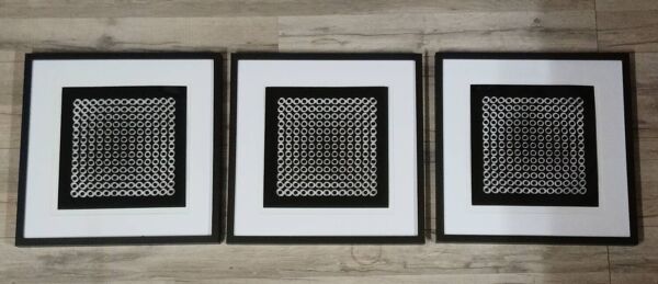 Triptyque Vintage Art Optique - Style Vasarely - Cadres 40x40cm