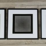 Vintage Optical Art Triptych - Vasarely Style - Frames 40x40cm