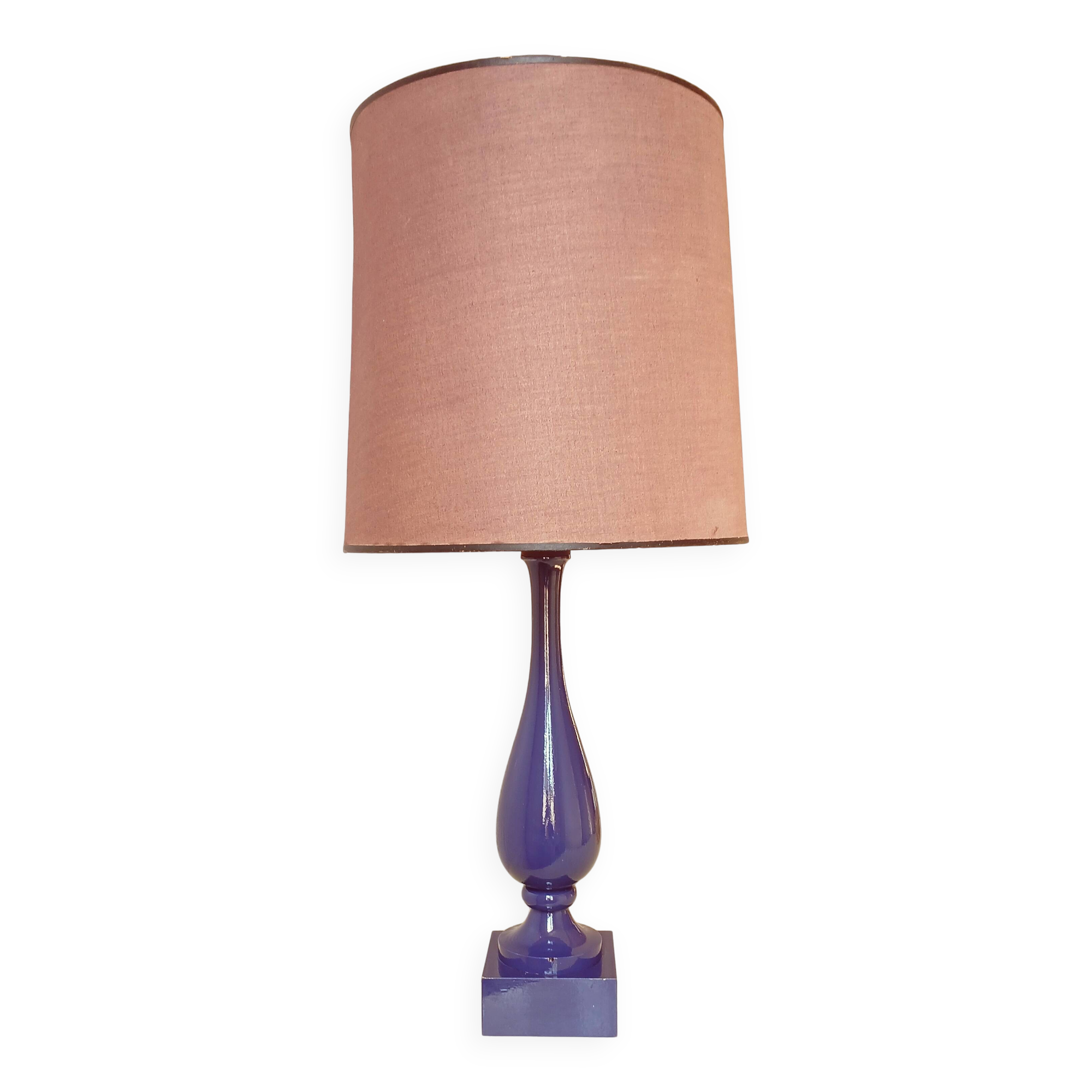 "Violet blue" lamp by Philippe Capelle, original lampshade, circa 1950