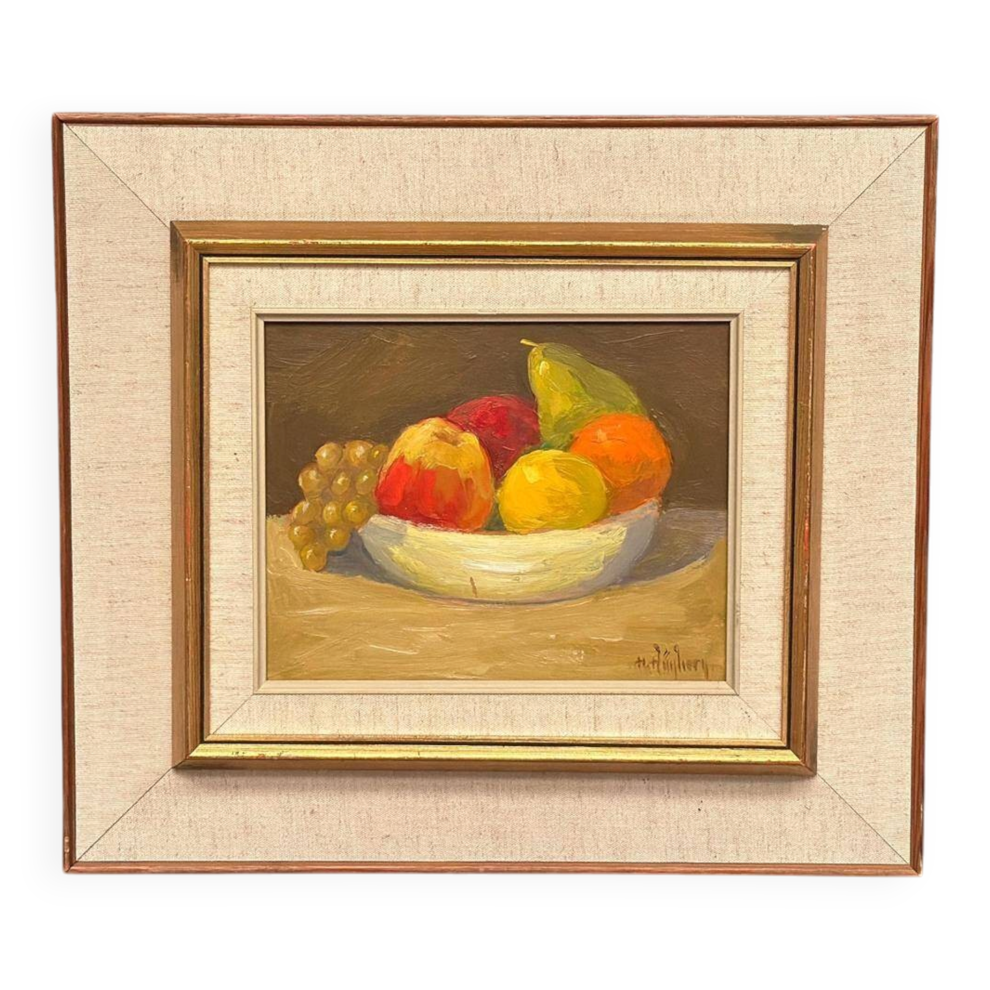 Oil On Panel – “Still Life With Fruit” By Hilding Bernhard Högberg