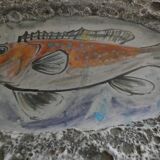Grand plat décor poisson Dieulefit dans la drôme