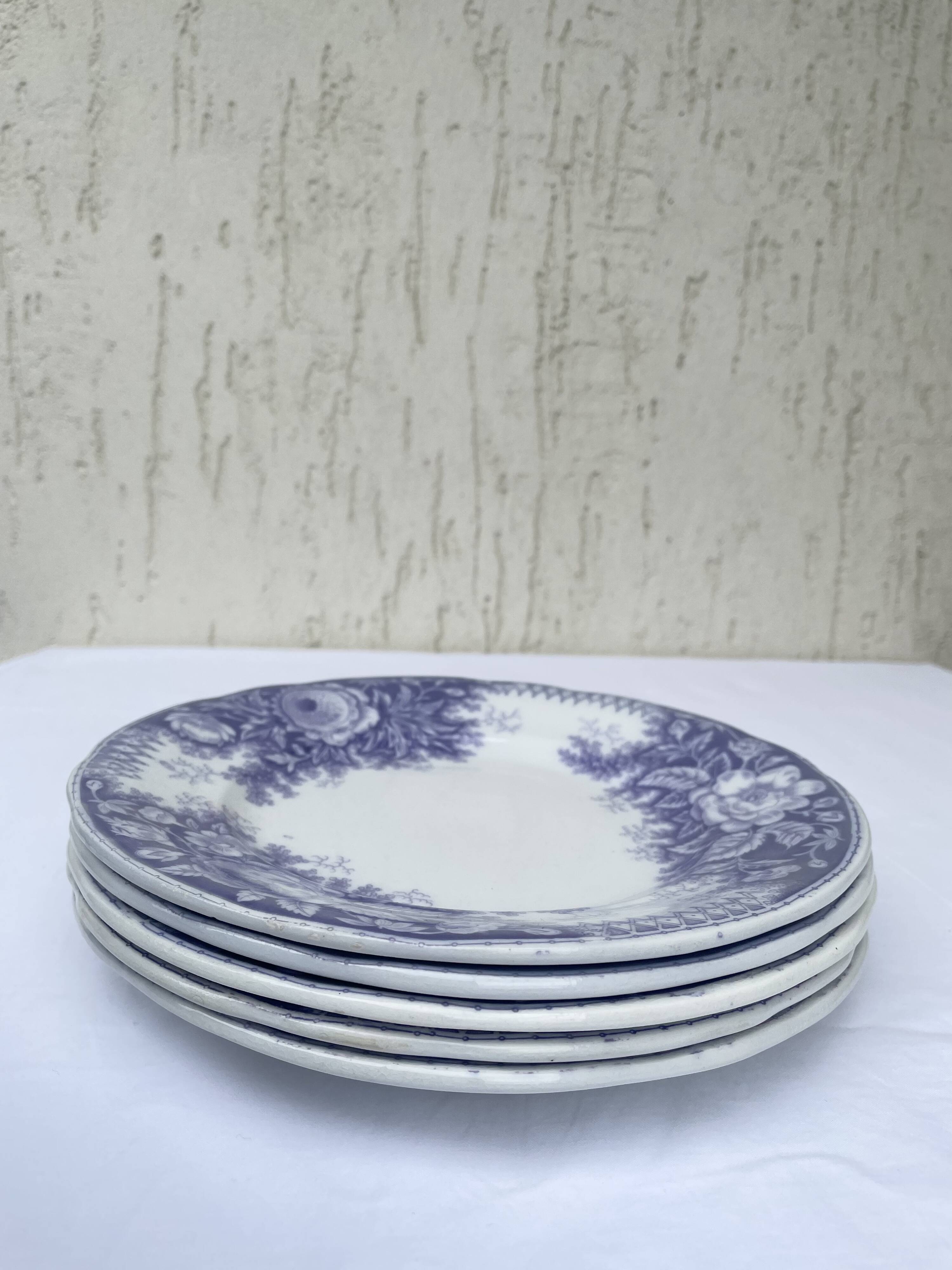 Dessert plates Sarreguemines model Jardinière 19th century
