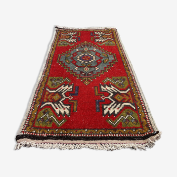 Small Vintage Turkish Rug 101x55 cm, Short Runner, Tribal, Shabby Chic