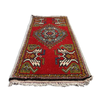 Small Vintage Turkish Rug 101x55 cm, Short Runner, Tribal, Shabby Chic