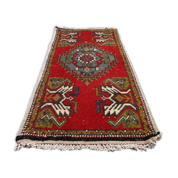 Small Vintage Turkish Rug 101x55 cm, Short Runner, Tribal, Shabby Chic