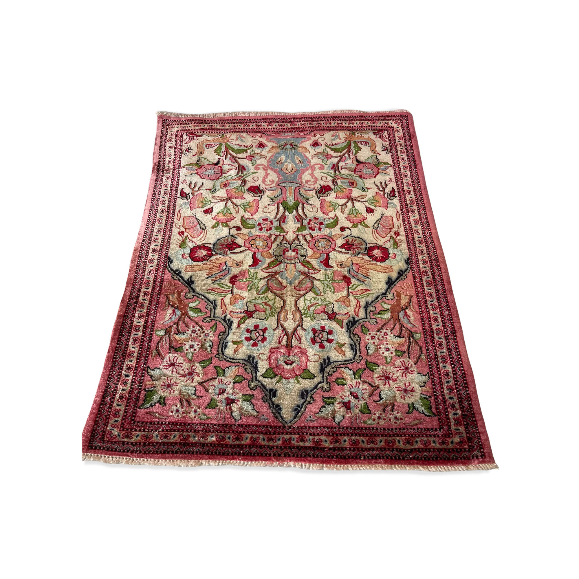 Antique Persian Qum Silk Rug, 77 x 57 cm