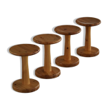 Set of 4 stools / bases in pine by Rainer Daumiller, Danish, mid-20th century, 1970.