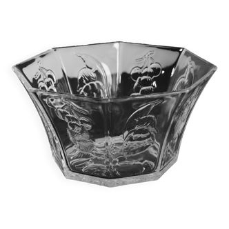 Octagonal transparent glass salad bowl