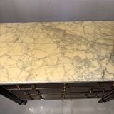 Commode 3 tiroirs de style Louis XVI, marbre et bronzes dorés