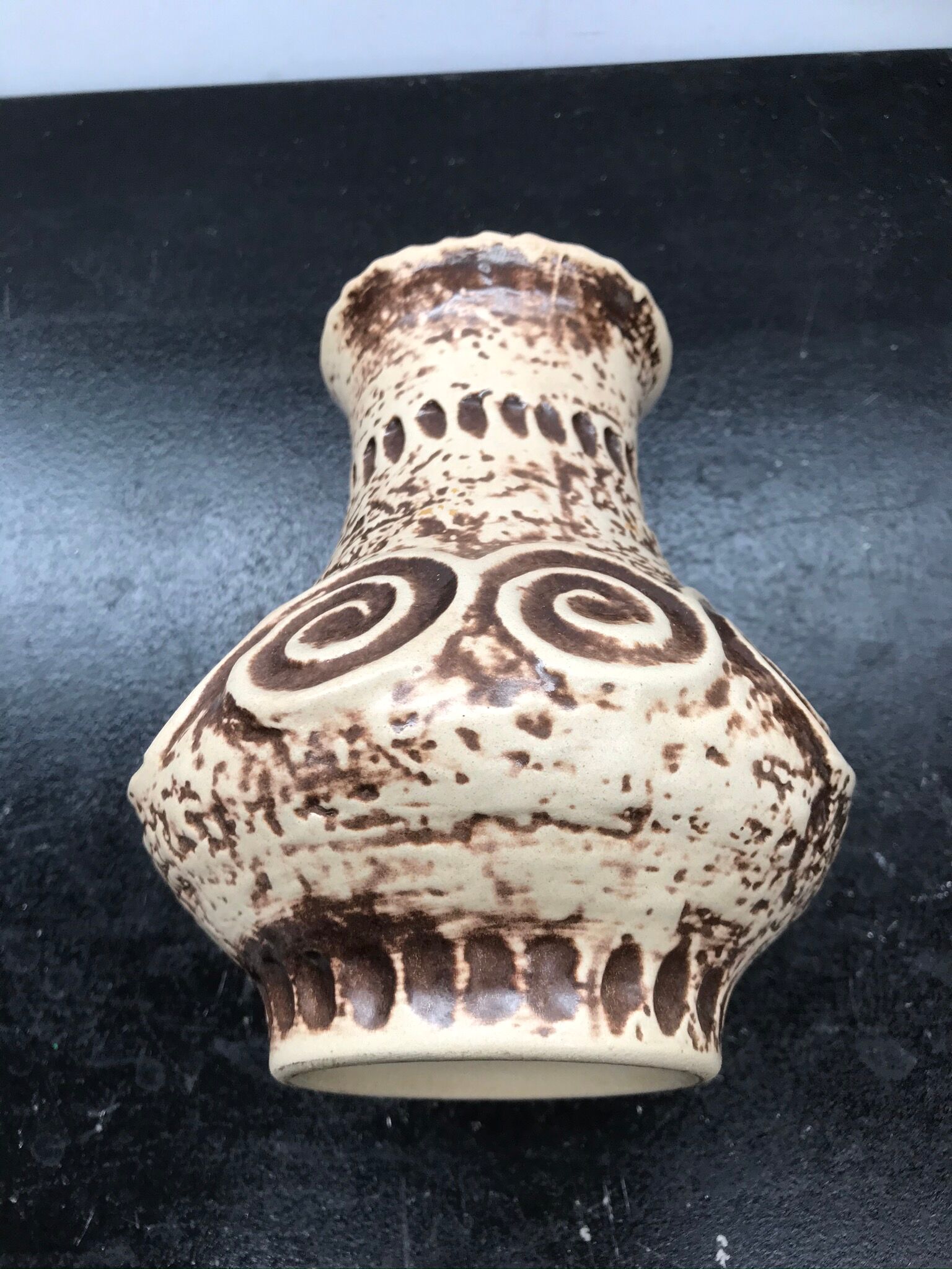 Former Jaspa ceramic vase beige brown vintage