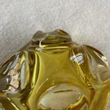 Cendrier vintage en verre bicolore jaune