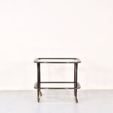 Mahogany brass and glass drinks trolley from italy, circa 1950
