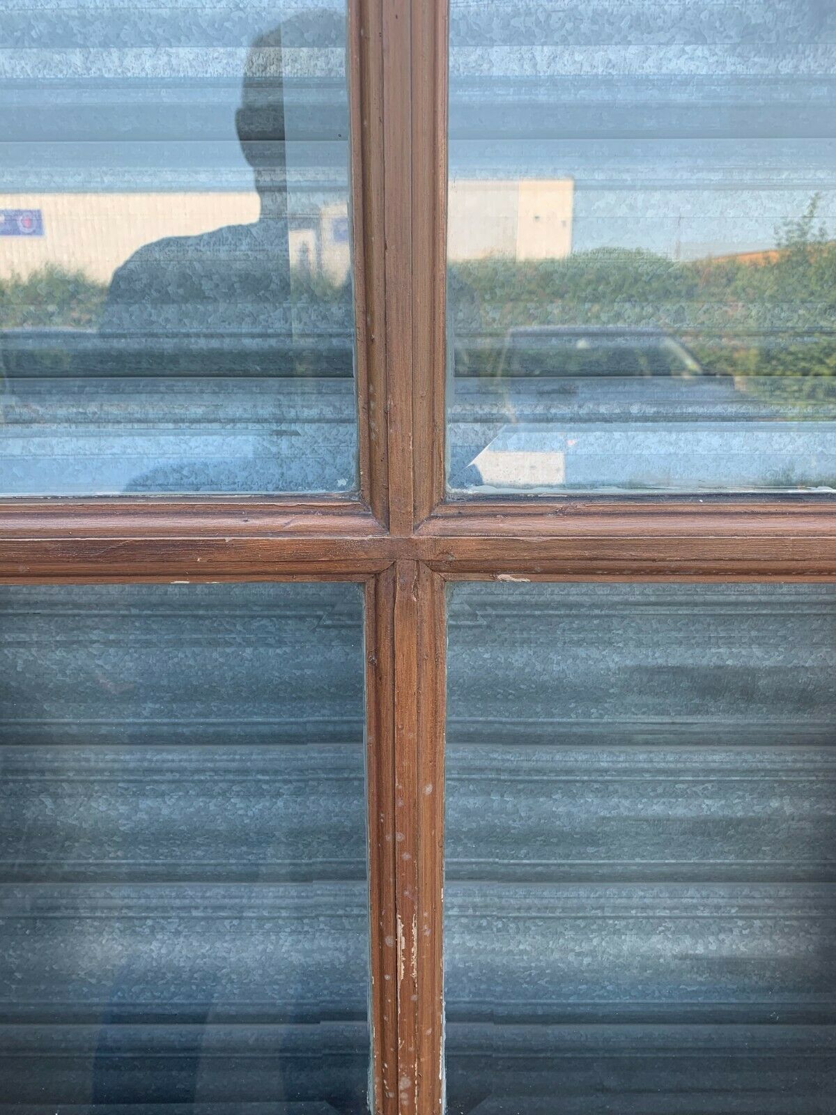 Suite of four separation doors in patinated wood Beveled tiles XX century