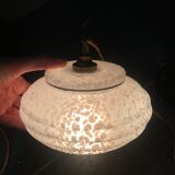 Pair of white clichy glass pendant lamps