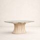 Large Hollywood Regency dining table in "pencil reed" rattan and glass.