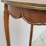 Selette pedestal side table Louis XV style with decorated marquetry and rosewood - 1900s
