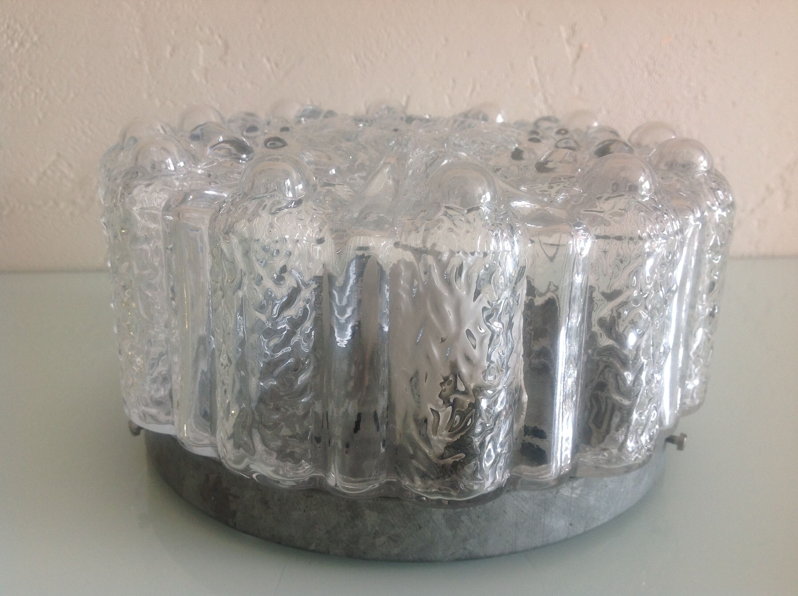 Bulled glass ceiling lamp, vintage 60/70s