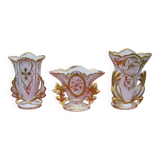 trio of old Paris porcelain vases