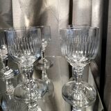 Set of 7 liqueur or drop glasses in chiseled glass table art