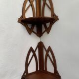 Pair of wall corner shelves, art deco