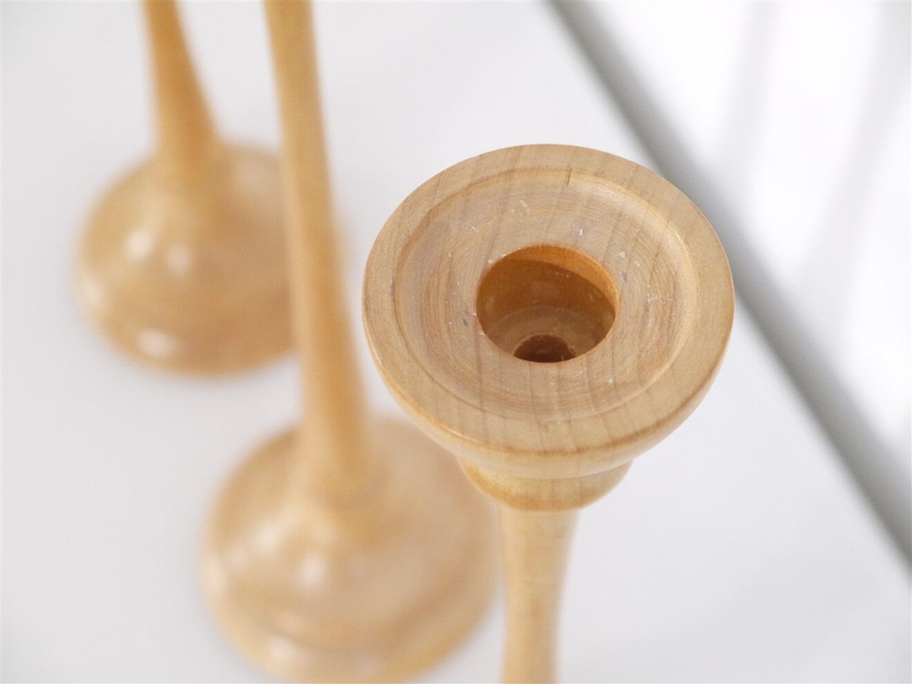 Set of Scandinavian wooden candle holders 1960