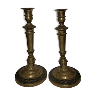 Pair of large brass candlesticks