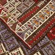 Red Yellow Tribal Pattern Kilim Rug, 145x282Cm