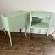 Pair of wooden bedside tables restyled green celadon
