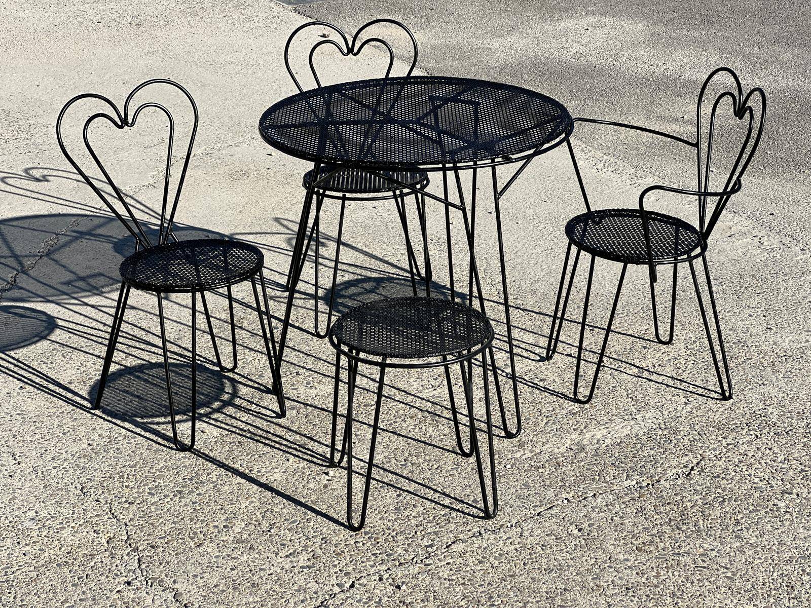 Mathieu Matégot wrought iron garden furniture, 1950