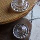 Pair of chiseled glass candlesticks Arc France