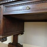 Unusual Renaissance style center desk made in the mid-19th century in walnut