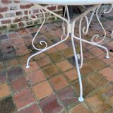 Garden furniture wrought iron, 1 table 3 armchairs