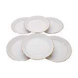 Set 6 hollow plates porcelain white and gold