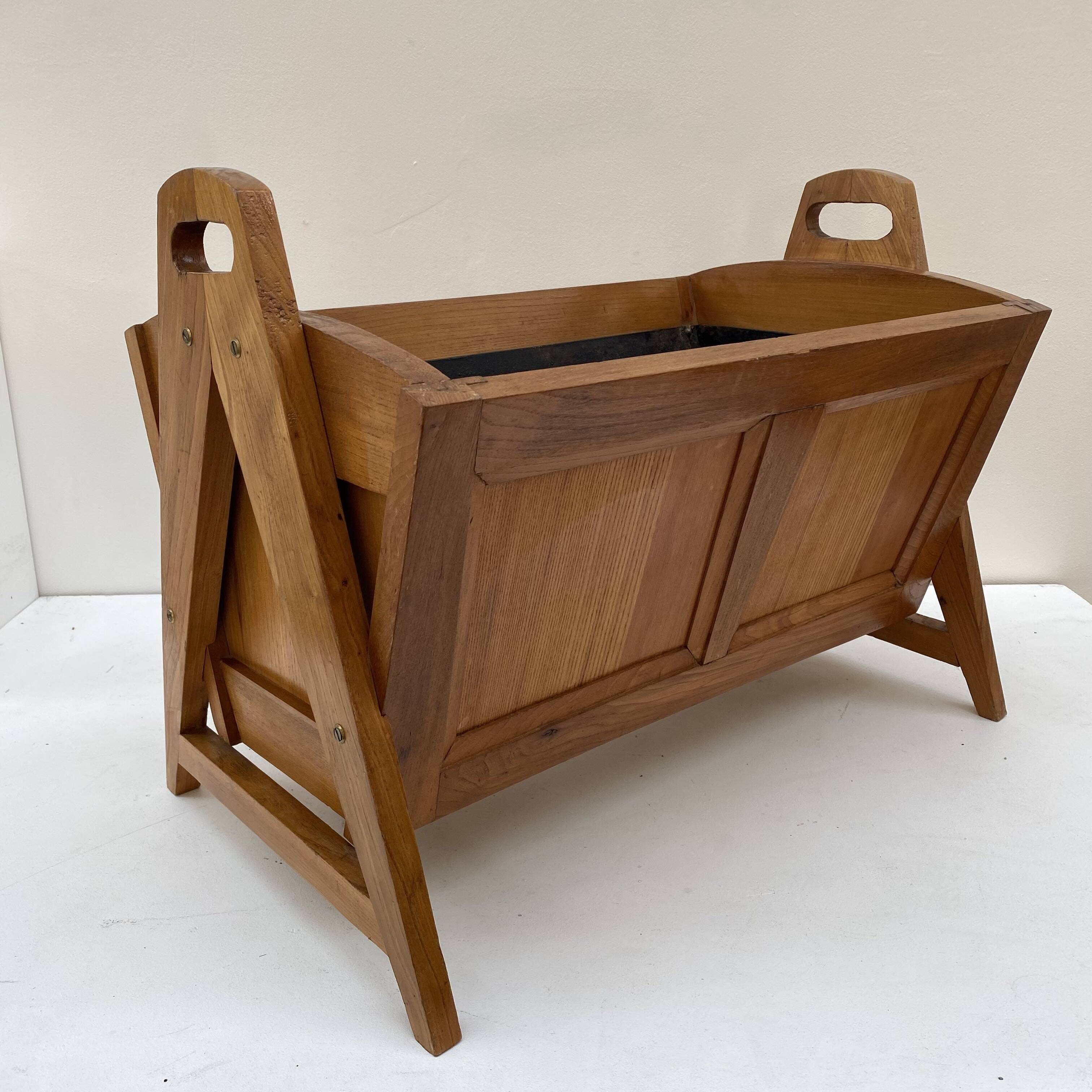 Large modernist indoor planter in solid beech